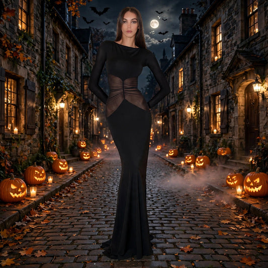 Mesh Long Sleeve Patchwork Dress