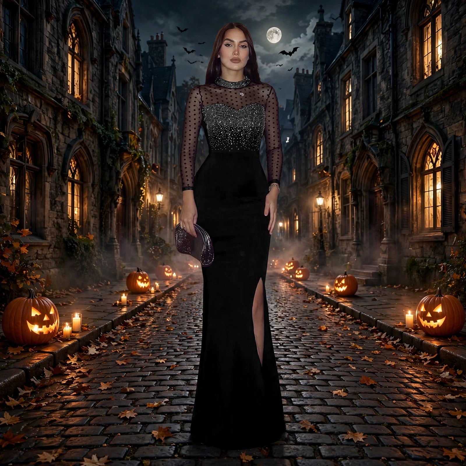 Mesh Long Sleeve Patchwork Dress