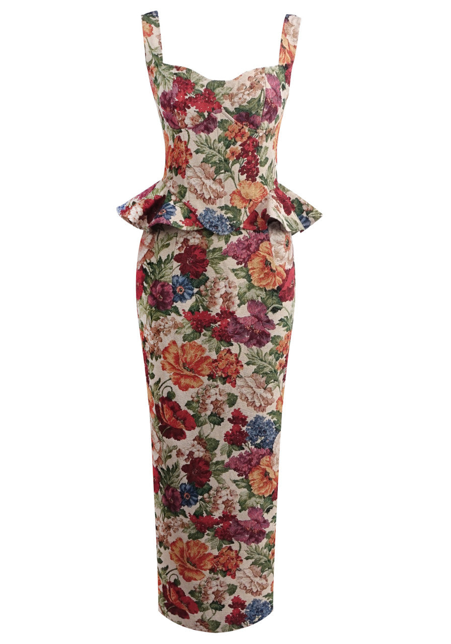 Floral Peplum Maxi Dress