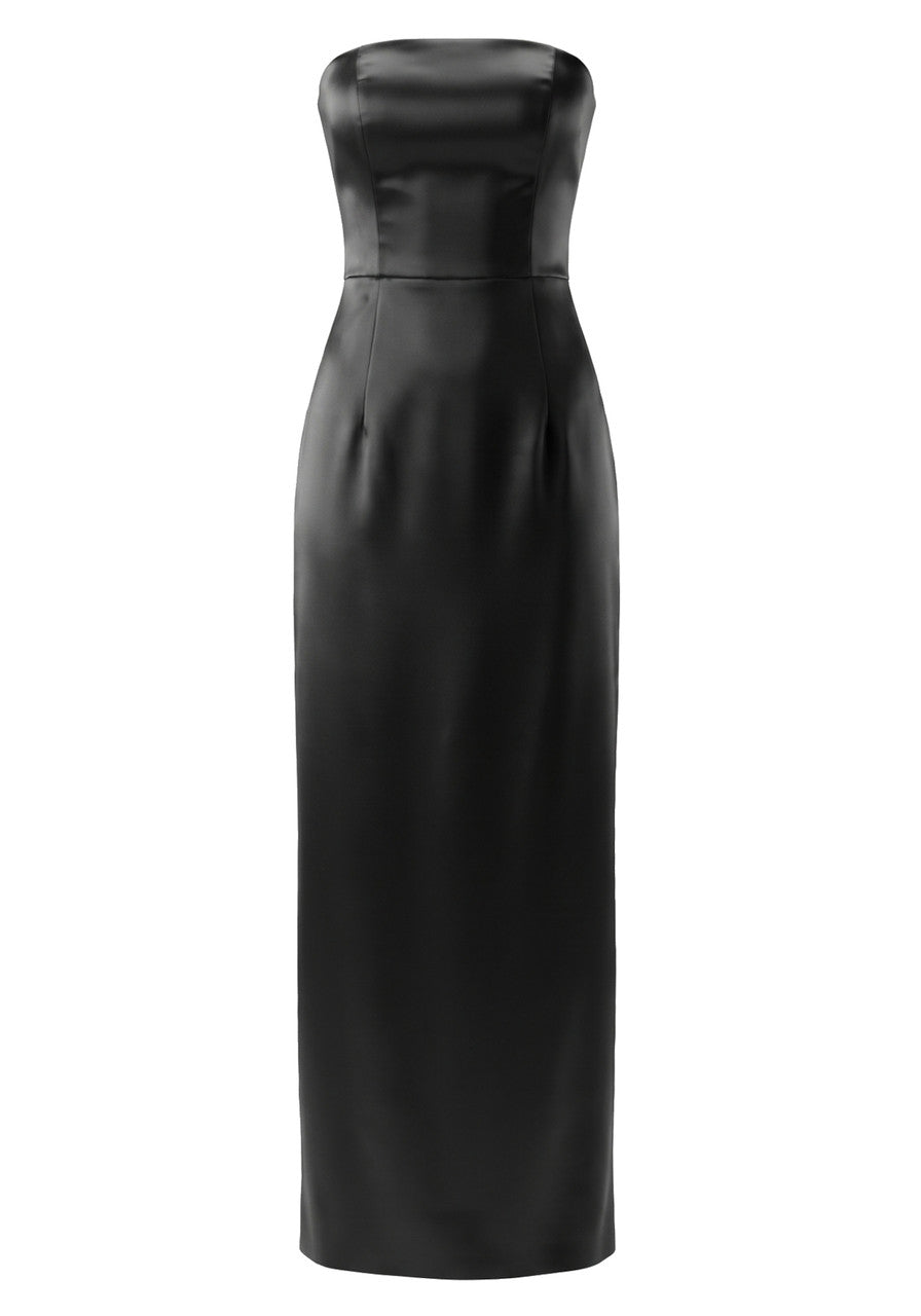 Cape Strapless Maxi Dress Black