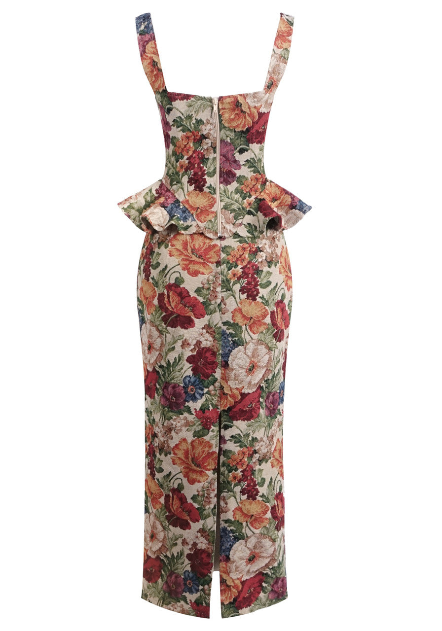 Floral Peplum Maxi Dress