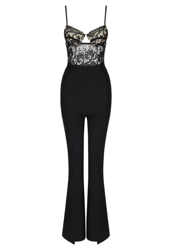 Lace Bustier Jumpsuit Black