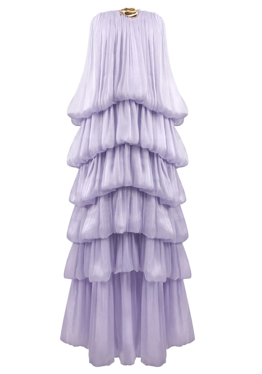 Strapless Bubble Design Maxi Dress Lavender