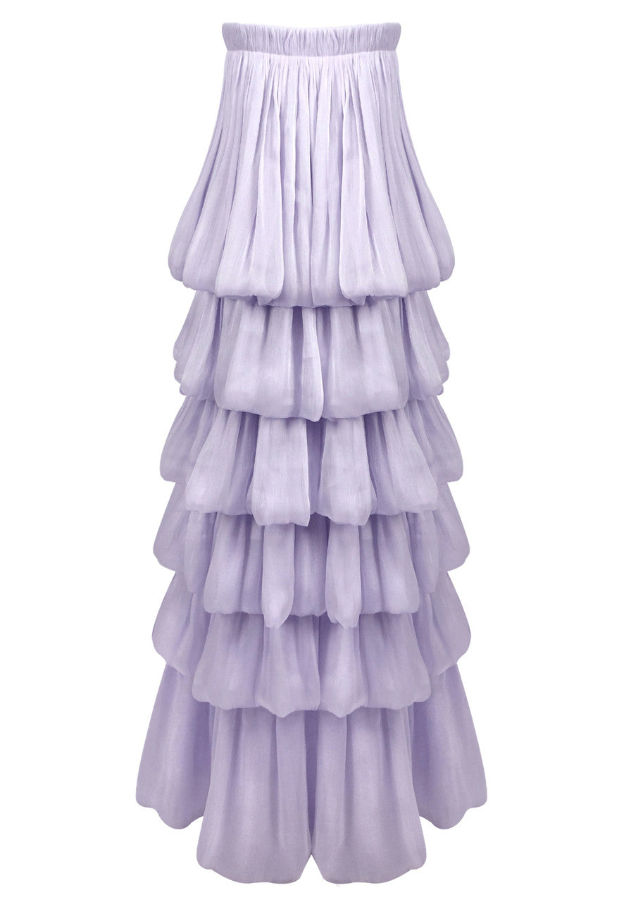 Strapless Bubble Design Maxi Dress Lavender