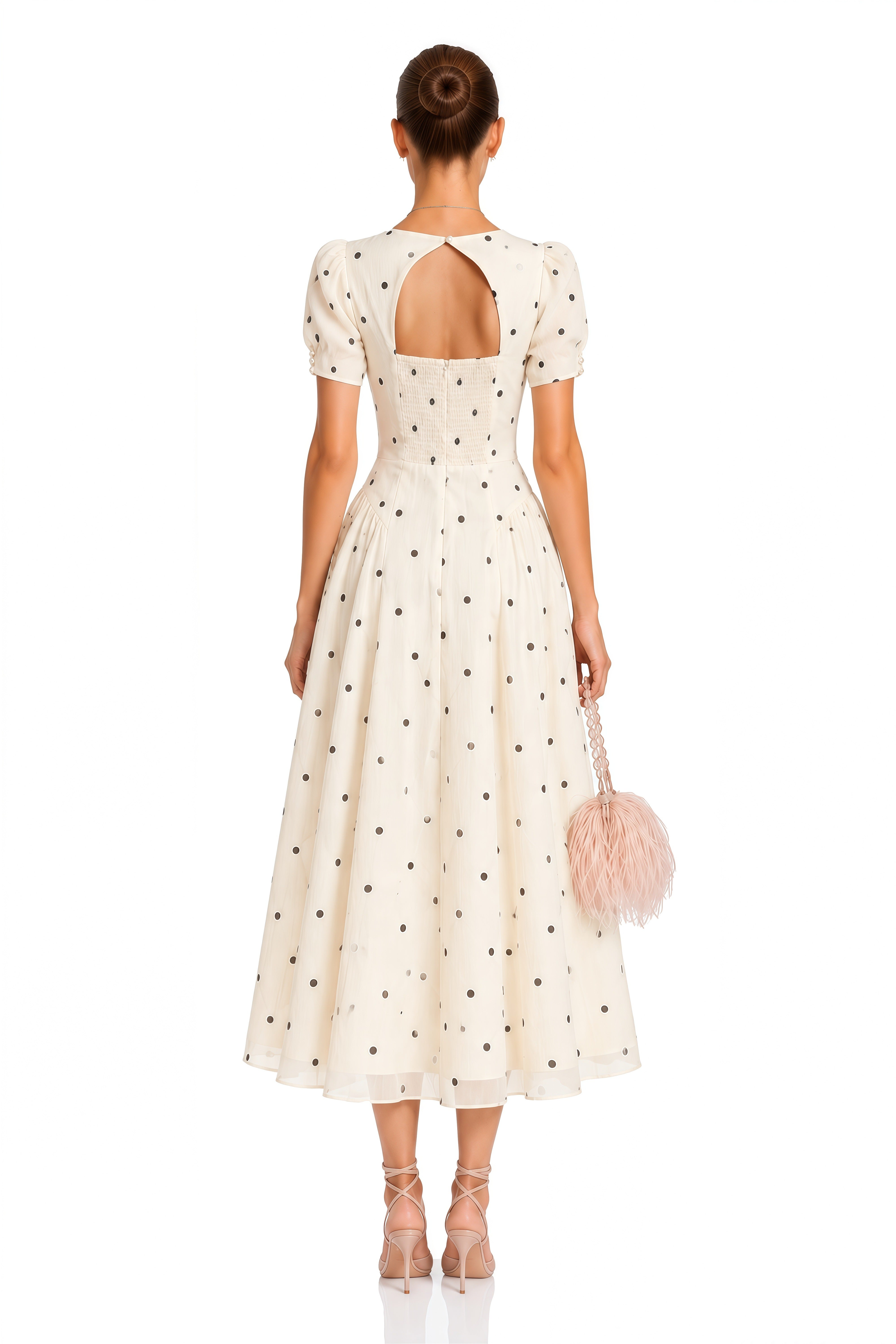 Javaneh White Polka Dot Maxi Dress