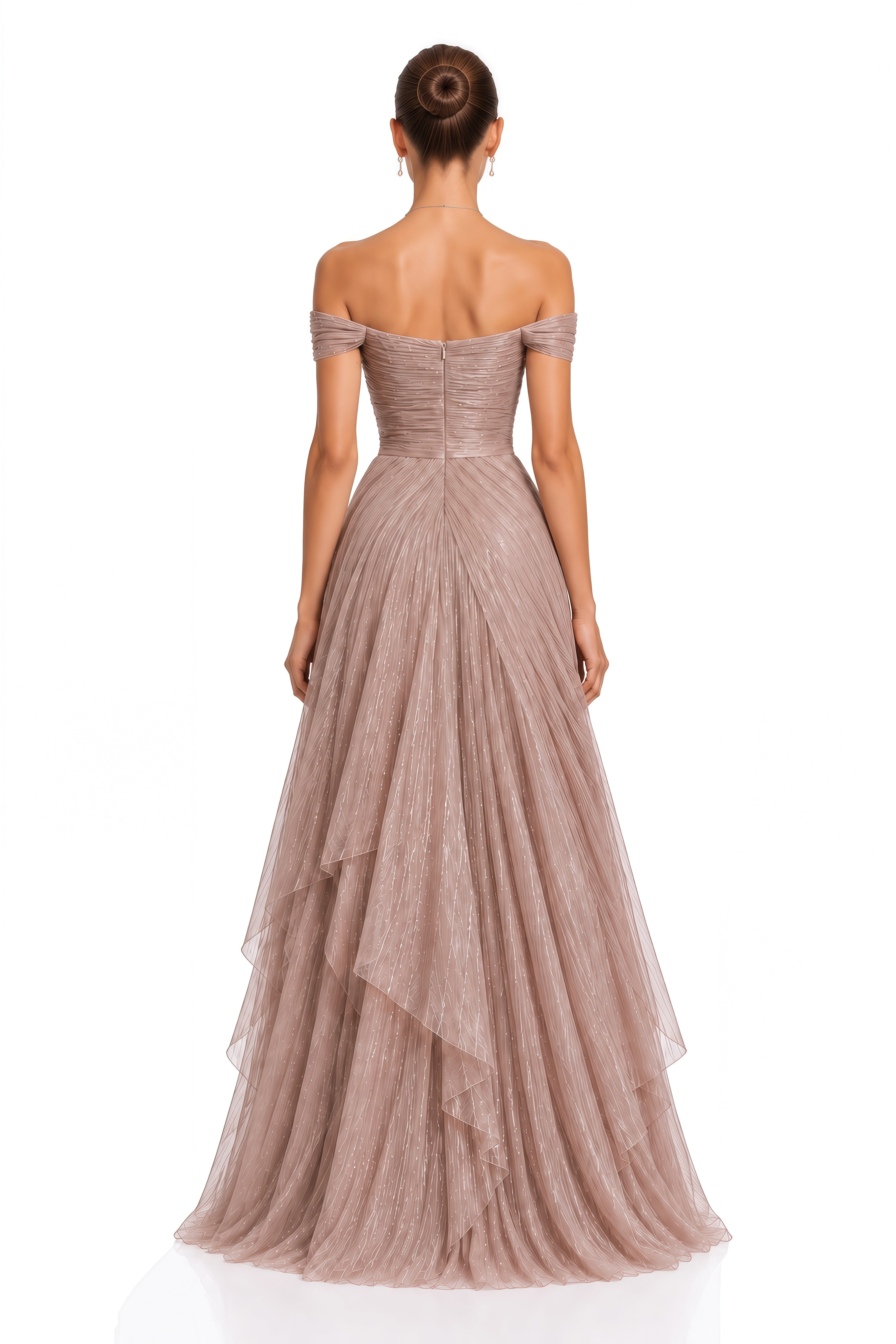Natalie Dusty Rose Off Shoulder Ruffle Maxi Dress