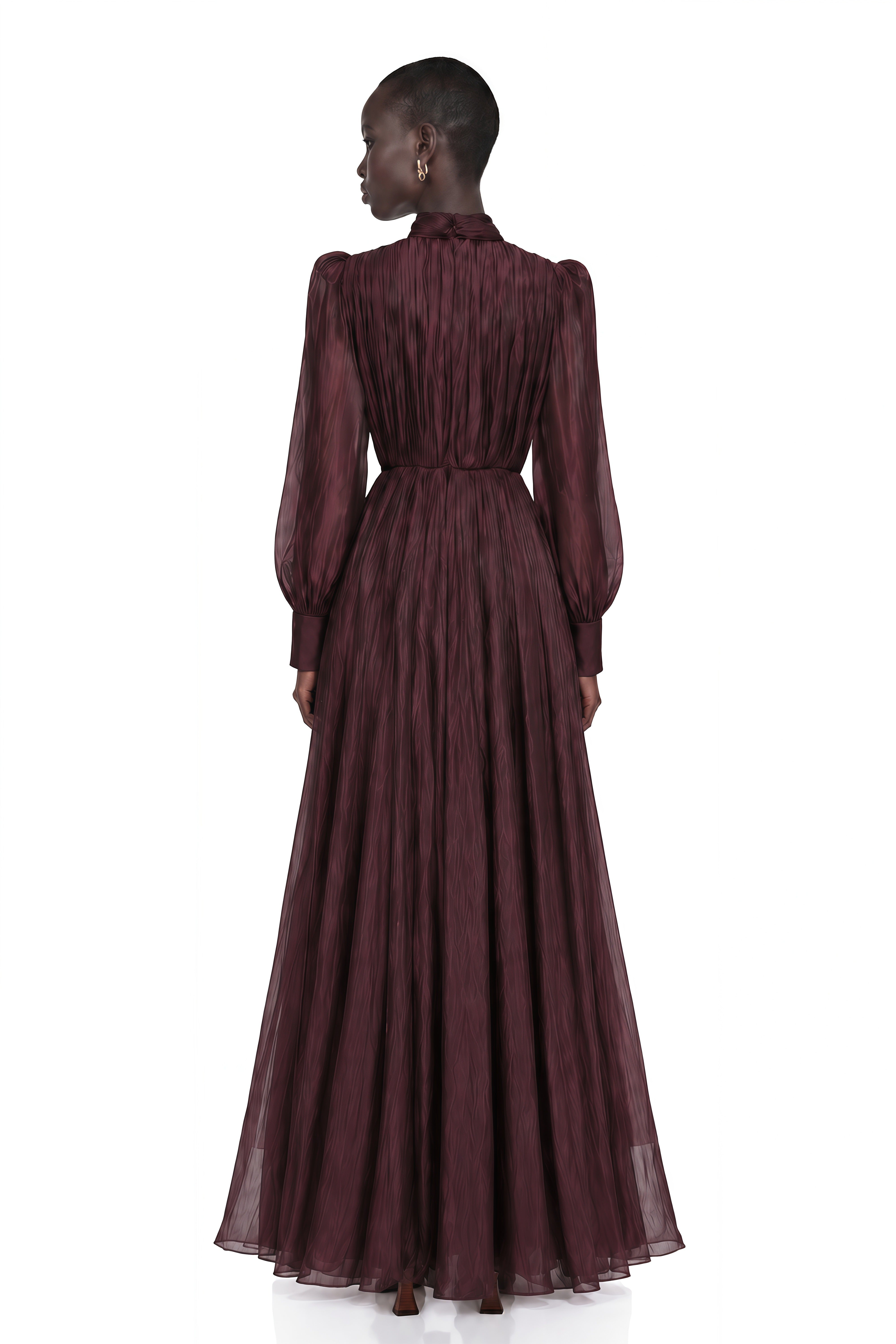 Sage Brown Crossed Design Maxi Dress